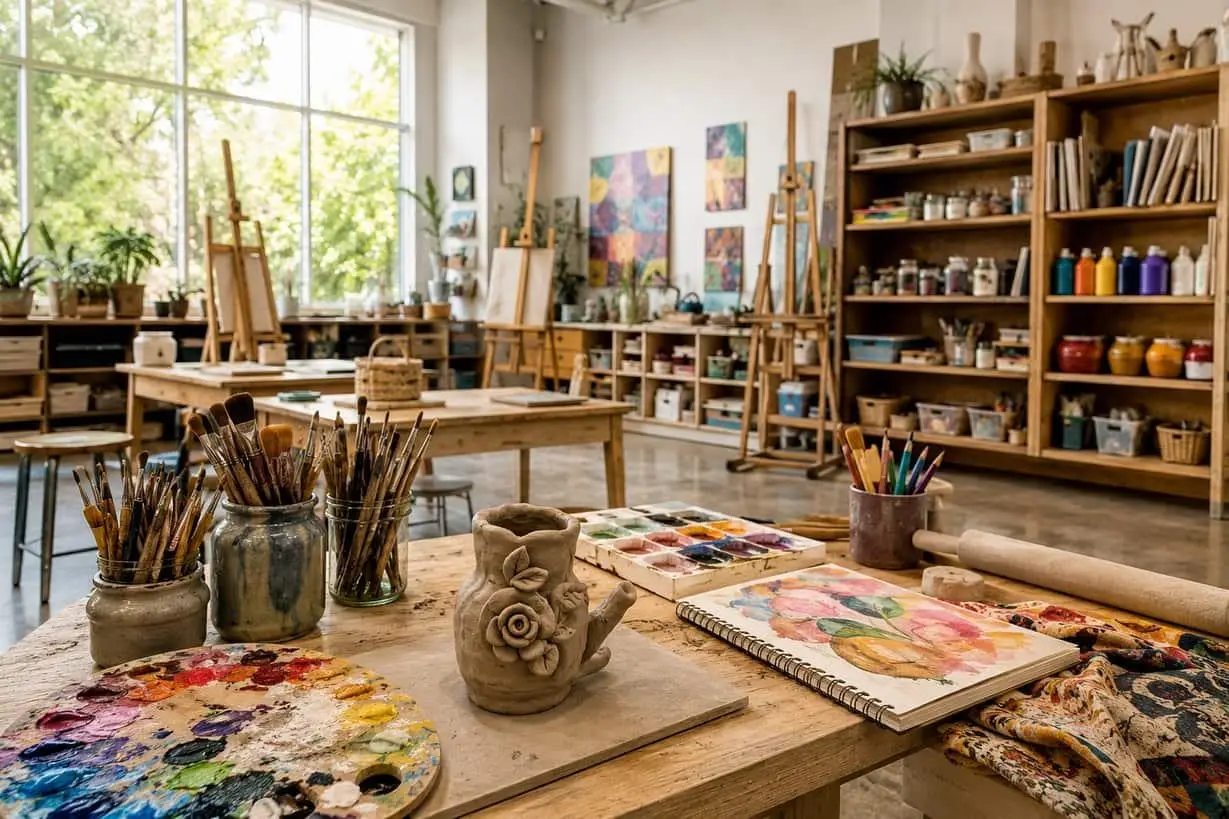 نقاشی با رنگ و قلم‌مو در کلاس آموزش نقاشی