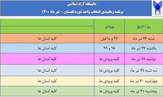 ثبت نام دانشجویان برای ترم تابستان در دانشگاه آزاد آغاز شد