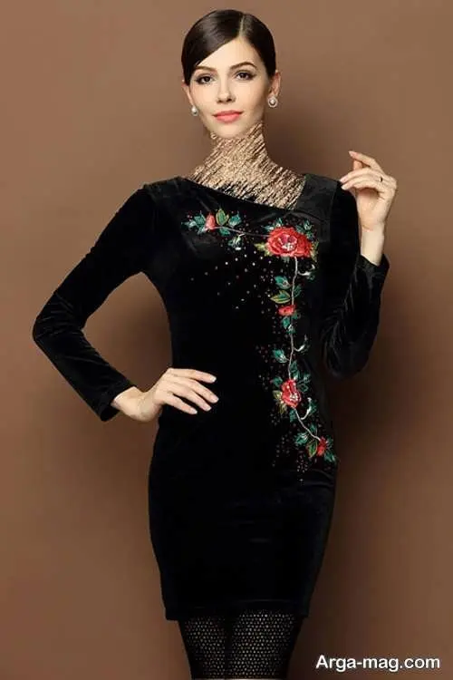 مدل لباس مخمل کار شده