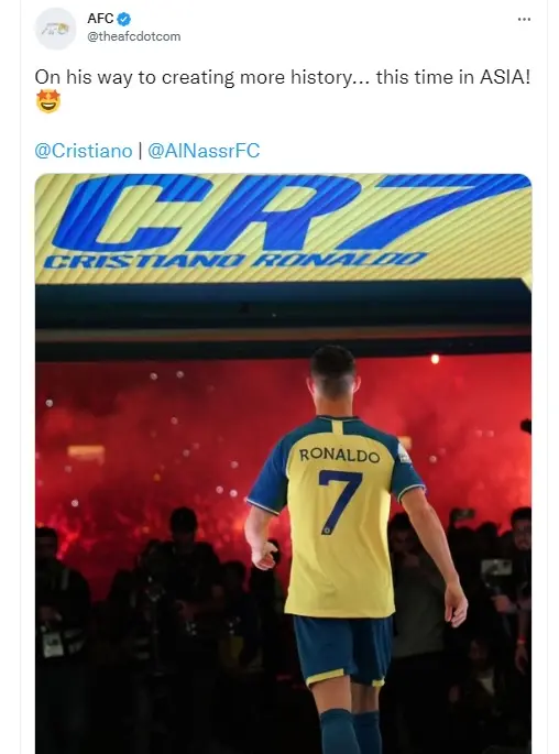 عکس | اولین واکنش AFC به حضور رونالدو در آسیا