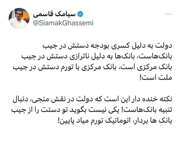 کنایه سنگین یک اقتصاددان به دولت رییسی/ دستت را از جیب بانک‌ها بردار، اتوماتیک‌وار تورم پایین می‌آید