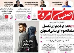 صفحه نخست روزنامه‌های امروز اصفهان یکشنبه 16 دی 1403