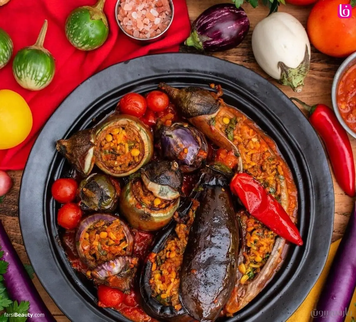 طرز تهیه دلمه بادمجان تبریزی با گوشت چرخ کرده