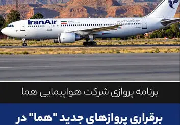 برقراری پروازهای جدید «هما» در مسیرهای مشهد و کیش به اصفهان