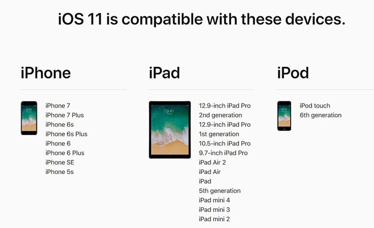 کدام دستگاه‌های اپل می‌توانند IOS 11 را دریافت کنند