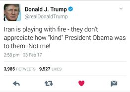 توئیت تهدید آمیز تازه ترامپ علیه ایران: من مثل اوباما مهربان نیستم!