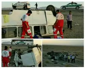 تصادف شدید مینی‌بوس و اتوبوس با 61 مصدوم
