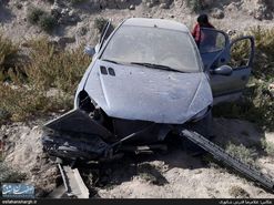 واژگونی خودرو ۲۰۶ در کانال زهکشی آب در شاهتور شرق اصفهان