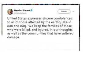 ابراز همدردی وزارت خارجه آمریکا با حادثه‌دیدگان زلزله ایران