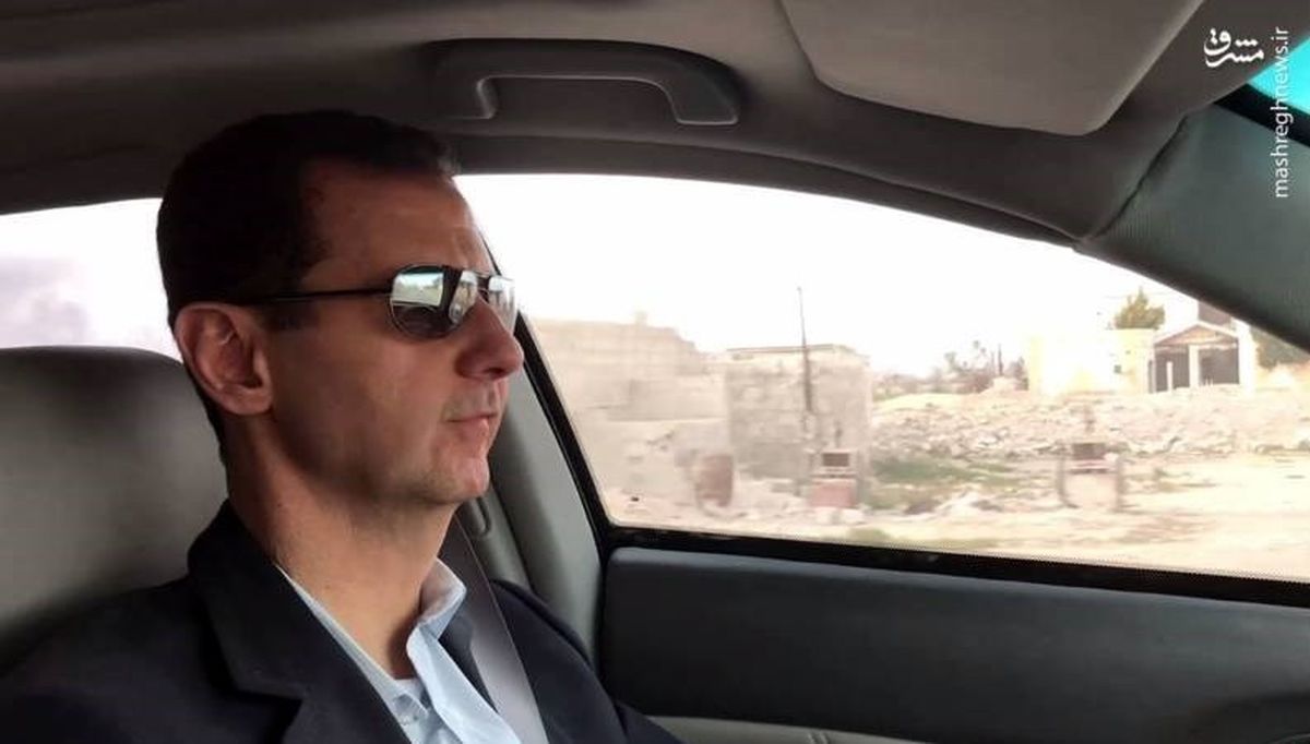 رانندگی بشار اسد در مناطق جنگی