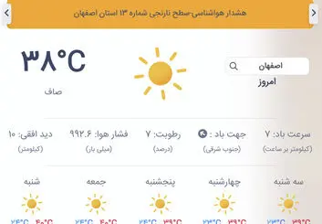 هشدار نارنجی گردوخاک و تندباد در اصفهان؛ چند شهر در خطر ۱۶ تیر ۱۴۰۵
