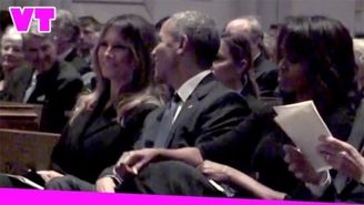 جنجال خندیدن ملانیا ترامپ در کنار اوباما