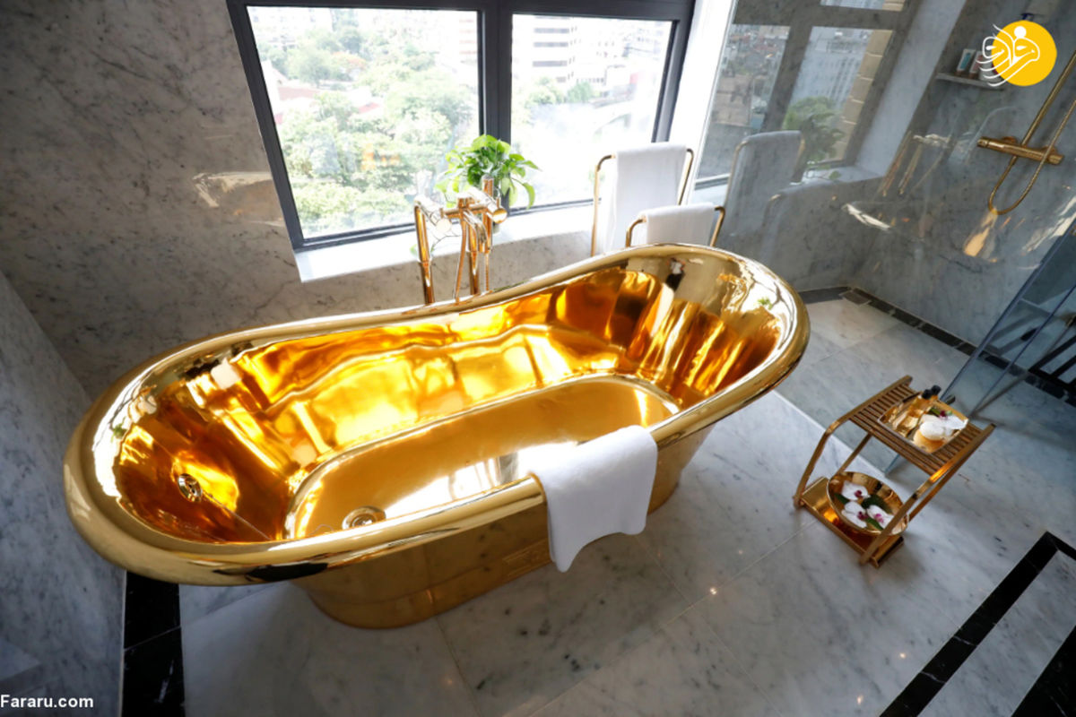 (تصاویر) اولین هتل طلایی جهان؛ توالت و دوش حمام از طلای ۲۴ عیار!