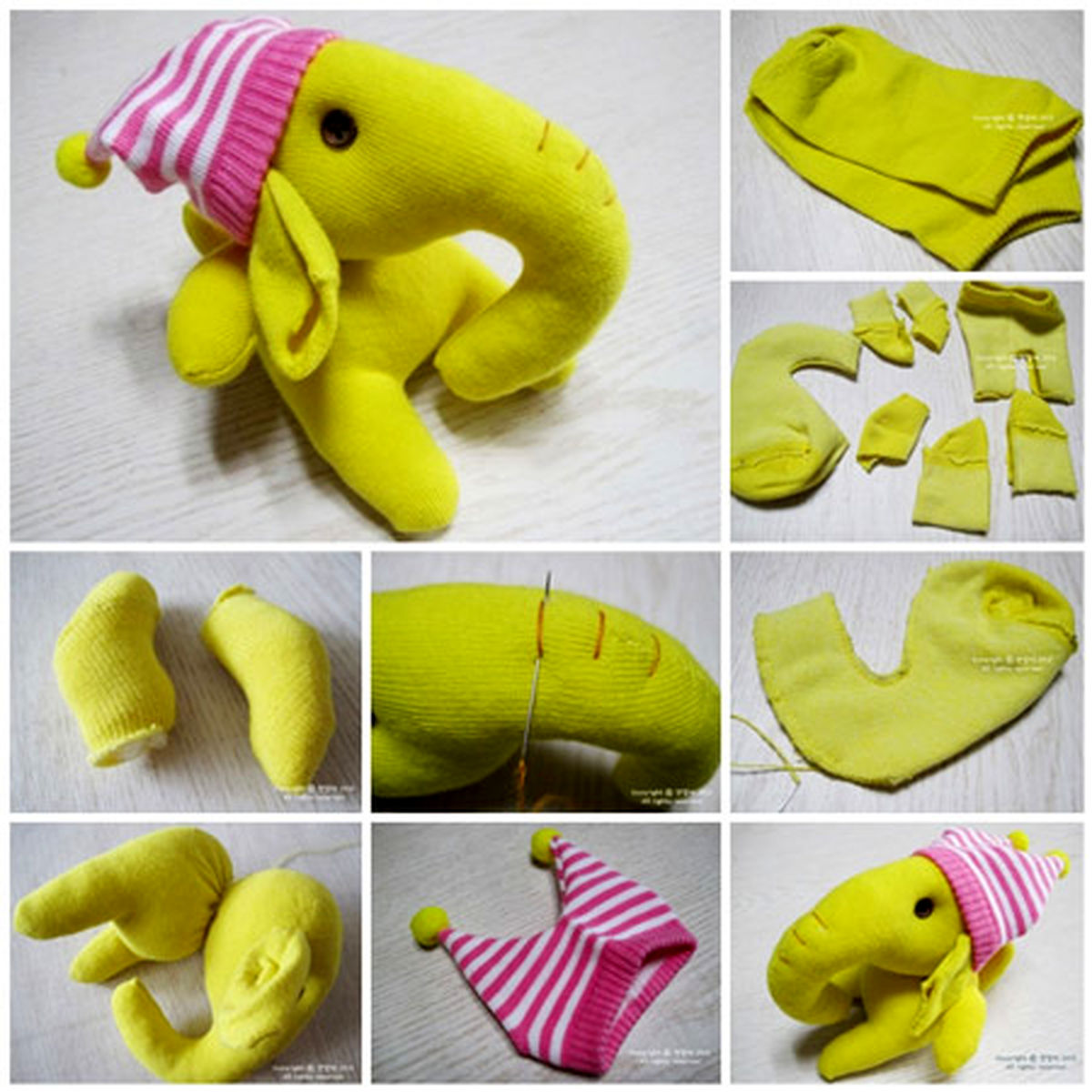 آموزش ساخت عروسک فیل با جوراب و پارچه