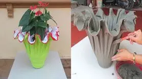 نحوه درست کردن گلدان با حوله + فیلم