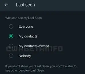 قابلیت «آخرین بازدید» برای مخاطبان خاص در واتس‌اپ فراهم می‌شود