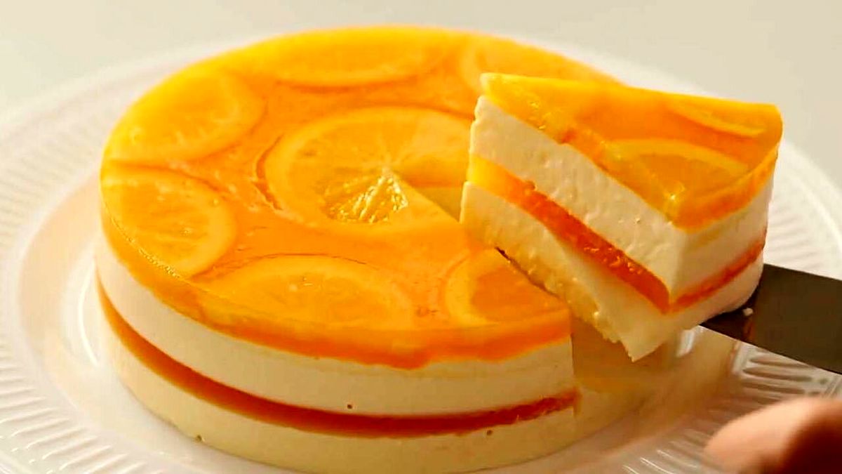 طرز تهیه چیز کیک پرتقالی بدون فر + فیلم