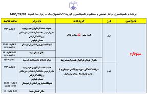 ‌برنامه مراکز تجمعی و منتخب واکسیناسیون کووید ۱۹ اصفهان در روز سه‌شنبه دوم آذرماه