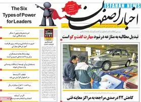 صفحه نخست روزنامه‌های امروز اصفهان چهارشنبه 10 آذر 1400
