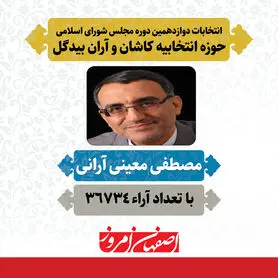 «مصطفی معینی آرانی» منتخب مردم کاشان و آران بیدگل در دوازدهمین دوره مجلس شورای اسلامی