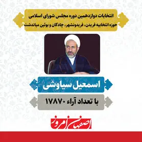«اسمعیل سیاوشی» منتخب مردم فریدن، فریدونشهر، چادگان و بوئین میاندشت در دوازدهمین دوره مجلس شورای اسلامی
