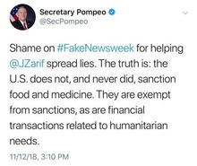 پمپئو در توئیتر و خطاب به ظریف: دروغگو!